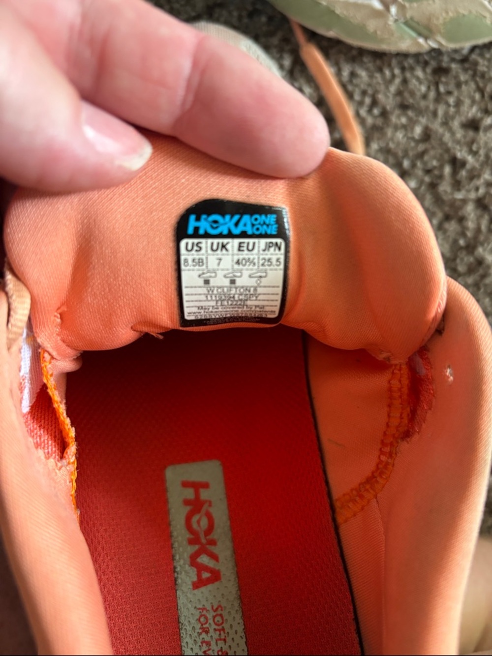 Hoka Women's Peach/Coral Running Shoes - Cushioned Trainer 8.5B - Picture 4 of 5